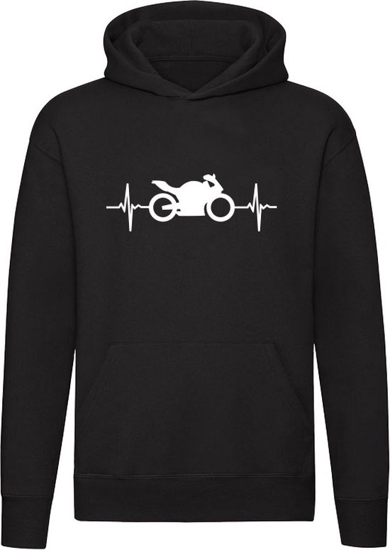 Motor Hartslag Hoodie - motorrijder - motorfiets - bike - race - heartbeat - unisex - trui - sweater - capuchon