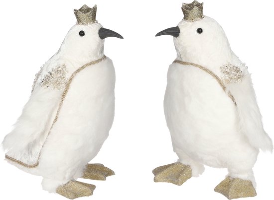 House of Seasons - Twee pinguins - 23 x 18 x 31 cm - Wit