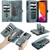 Bookcase hoesje pour iPhone 12/12 Pro - CaseMe - Blauw uni - Cuir - Portefeuille avec 11 emplacements pour cartes et poche zippée