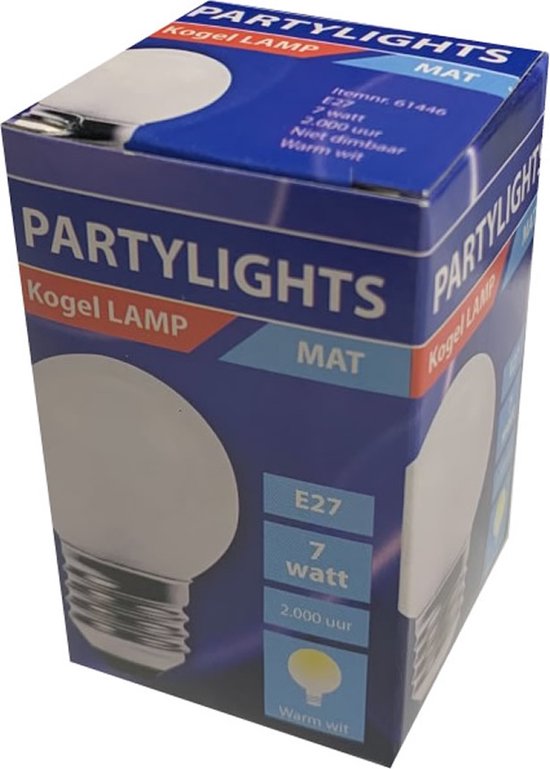 Kogellamp Partylight Nachtlamp 7W gloeilamp E27 fitting 2000h warmwit 2700k |