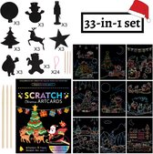 Scratch Art Deluxe Kerstmis Set | Knutselpakket Tekenpakket voor Kinderen | Kraskaarten Kras Kaarten Kras Folie Krasfolie Kraskaart | Schilderen op nummer Diamond Painting Alternat