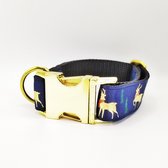 Halsband hond - KERST - Deer Blue - L (40-60 cm)