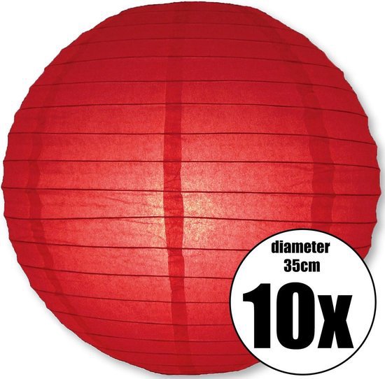 10 rode lampionnen met een diameter van 35cm