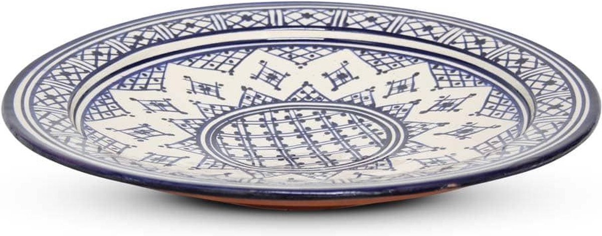 Safaary - Marokkaanse Bord Blauw Zerbia Ø 35 x 5cm