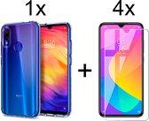 Xiaomi Redmi Note 7/7 Pro hoesje siliconen case transparant - 4x Xiaomi Redmi Note 7/7 Pro screenprotector