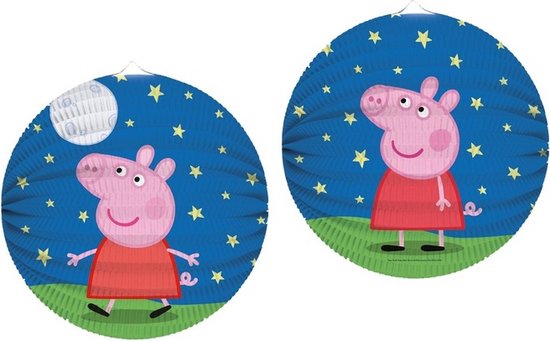 Mooie Lampion Peppa Pig print 25 cm met lampionstokje setje - Lampionnentocht/sint Maarten van Peppa Pig — afbeelding 3
