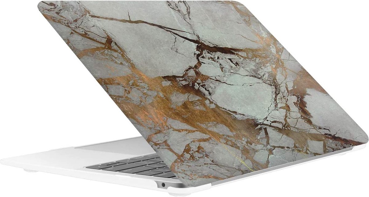MacBook Air 2020 Cover - Case Hardcover Shock Proof Hardcase Hoes Macbook Air 2020 (A2179) Cover - Marble White/Gold