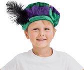 Luxe pietenmuts/baret rood/blauw voor kinderen - Pietenbaret - Sint en Piet verkleedaccessoire