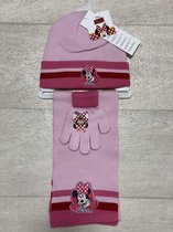 Minnie Mouse Meisjes 3-Delige Winterset lichtroze Handschoenen-muts-sjaal 3 tot 6 jaar