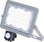 LED Bouwlamp met Sensor - Igory Zuino - 30 Watt - Natuurlijk Wit 4000K - Waterdicht IP65 - Kantelbaar - Mat Grijs - Aluminium