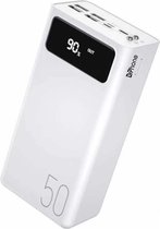 DrPhone PB1 – Powerbank - 50000 Mah – Externe Batterij – 4x USB A 2.1A  met Zaklamp & Led Display – Universeel - Wit