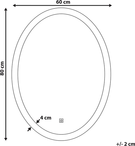 Miroir lumineux LED ovale 60 x 80 cm MAZILLE 