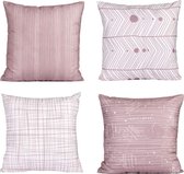 Set van 4 kussenhoezen decoratieve gooien kussenhoezen vierkante kussensloop kleurrijk geometrisch katoen voor bank thuis slaapkamer 50x50cm vuil roze