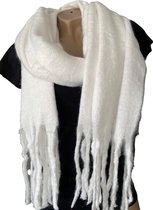 Lange Warme Sjaal - Extra Dikke Kwaliteit - Effen - Sneeuwwit - 180 x 50 cm (23-25#)