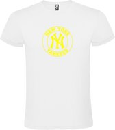 Wit T-Shirt met “ New York Yankees “ logo Neon Geel Size L