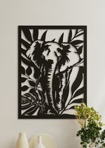 Wanddecoratie dieren | Olifant met bladeren