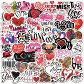 Valentijnsdag Stickers | Liefde, Valentijn, Relatie, Schattig | 50 Stickers Voor laptop, muur, deur, koffer, schriften, etc.