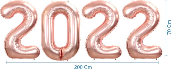 Feuille Ballon Chiffre 2022 Nouvel An Fête Embellissement Happy New Ballons Décoration Or Rose 70cm Avec Paille À Boire