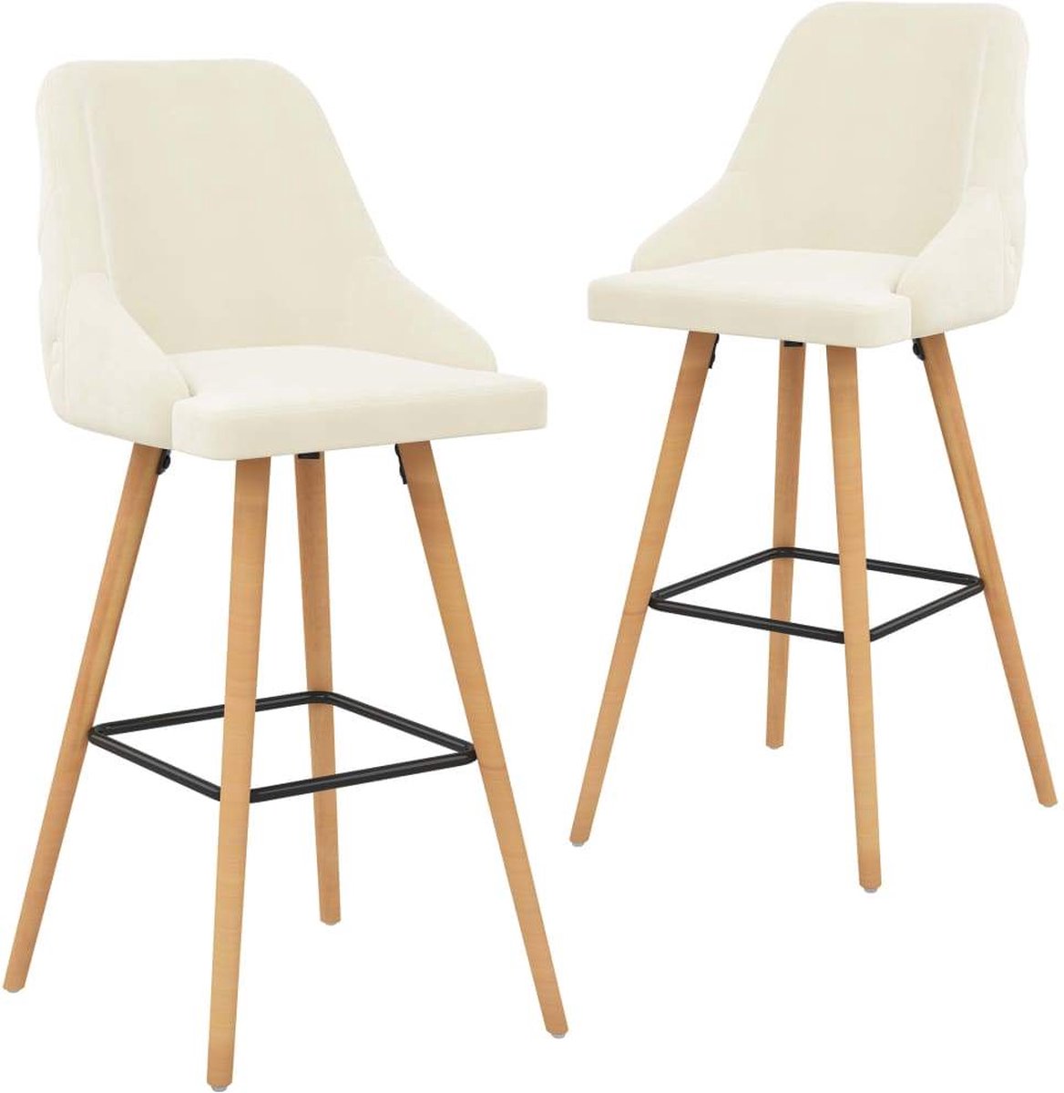 Medina Barstoelen 2 st fluweel crème