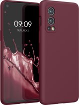kwmobile telefoonhoesje voor OnePlus Nord 2 5G - Hoesje met siliconen coating - Smartphone case in wijnrood