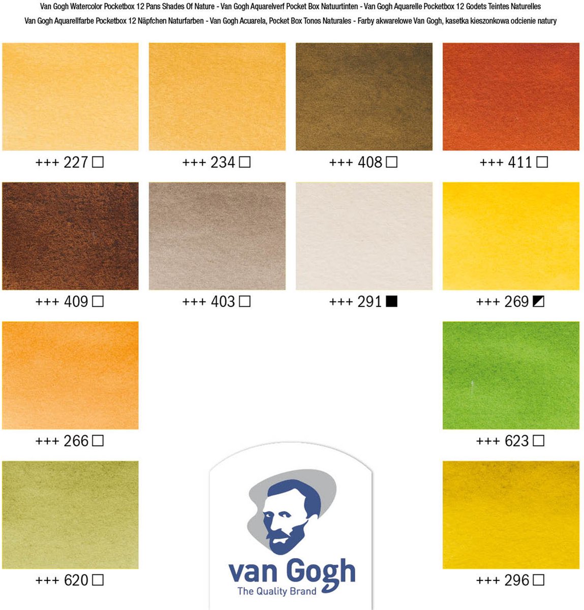 Van Gogh Aquarelverf pocket box natuurtinten met 12 kleuren in halve Napjes — afbeelding 3