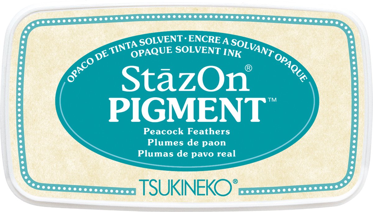 Tsukineko -StazOn pigment ink pad peacock feathers - stempelkussen turquoise inkt