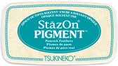 Tsukineko • StazOn pigment ink pad peacock feathers - stempelkussen turquoise inkt