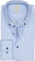 Redmond modern fit overhemd - poplin - lichtblauw met wit gestipt (contrast) - Strijkvriendelijk - Boordmaat: 47/48
