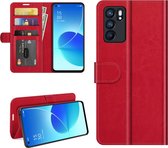 Oppo Reno6 Hoesje - MobyDefend Wallet Book Case (Sluiting Achterkant) - Rood - GSM Hoesje - Telefoonhoesje Geschikt Voor: Oppo Reno6