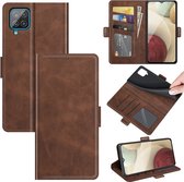 Samsung Galaxy M22 / Galaxy A22 4G Hoesje - MobyDefend Luxe Wallet Book Case (Sluiting Zijkant) - Bruin - GSM Hoesje - Telefoonhoesje Geschikt Voor: Samsung Galaxy M22 / Samsung Ga