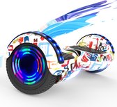 Microgo 6.5 inch Hoverboard met Flits Wielen | Bluetooth Speaker | Met Afstandsbediening | Inclusief Transporttas | Graffiti