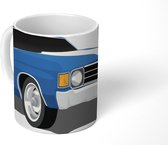 Mok - tekening van een blauwe klassieke auto - 350 ML - Beker