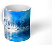 Mok - New York - Modern art - Blauw - 350 ML - Beker