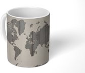 Mok - Wereldkaart - Hout - Design - 350 ML - Beker