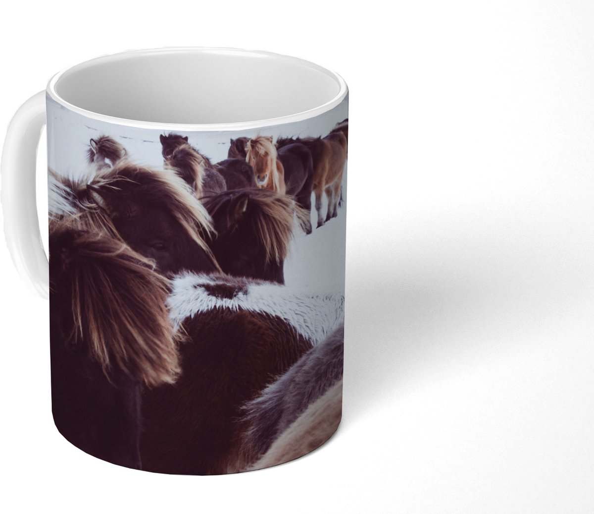 Mok - Koffiemok - Paarden - Sneeuw - IJslander - Mokken - 350 ML - Beker - Koffiemokken - Theemok