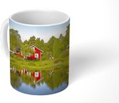 Mok - Bos met kleurrijke Scandinavische huizen - 350 ML - Beker