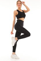 ATILIM Sportlegging en Top - Yoga - Fitness set - Dames Legging - Sportkleding - Fashion legging - Broeken - Gym Sports - Legging Fitness Wear - Zwart-M - High Waist