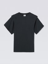 zoe karssen - dames -  tara slim fit t-shirt met gewatteerde schouders -  gewassen zwart - xl