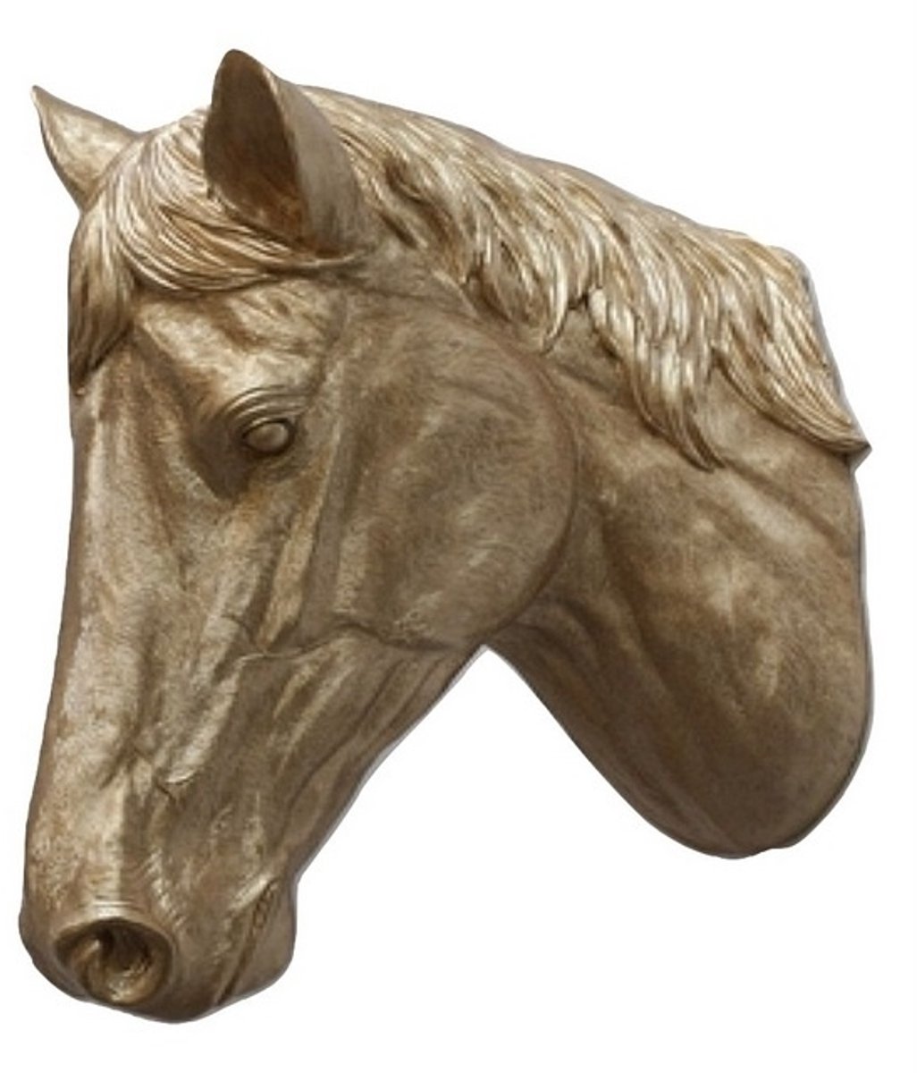 Paardenhoofd Goudkleurig 15x21x31 Villa Pottery decoratie - paard
