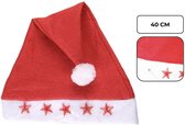 PD® - Kerstmuts met verlichte sterren - Rood - Kerst - 40 cm - incl. batterijen