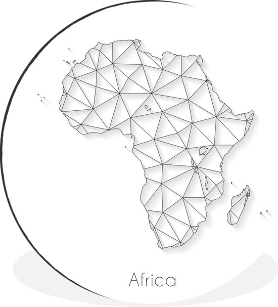 WallCircle - Wandcirkel - Muurcirkel - Kaart - Afrika - Line Art - Aluminium - Dibond - ⌀ 60 cm - Binnen en Buiten