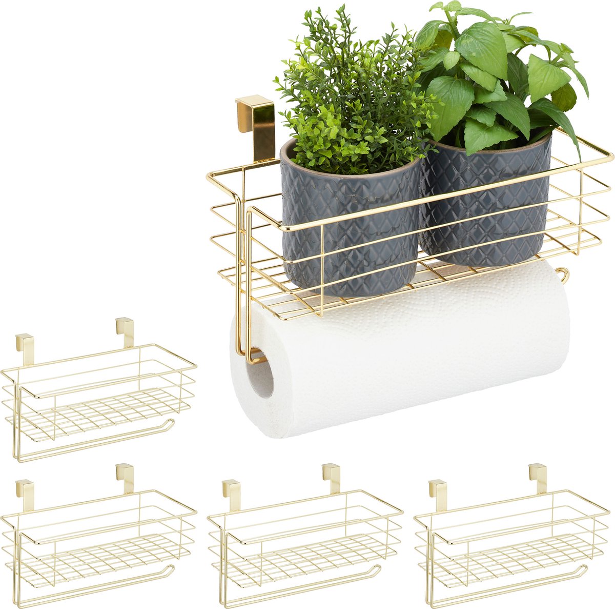 5x hangmand metaal - draadmand - kastdeur - opbergmandje - kastmand - organizer