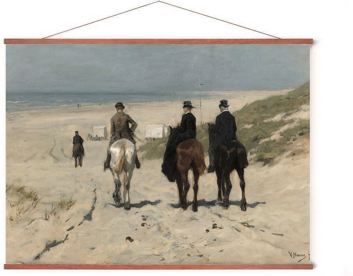 Esque Poster In Posterhanger - Morgenrit Langs Het Strand - 50x70 cm - Anton Mauve - Kader Hout - Ophangsysteem