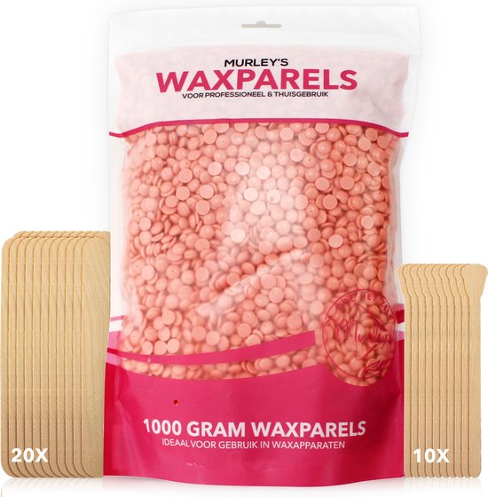 MURLEY'S Wax ontharen 1000 gram wax beans incl. 30 spatula's 1 kg wax navulling wax ontharen - navulling wax beans - ontharen van lichaam en gezicht - Brazilian hard wax beans - Voordelig - MURLEY'S