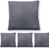 Relaxdays 4x sierkussen - set - sierkussen - zachte bankkussens - 38x38 cm - bank - grijs