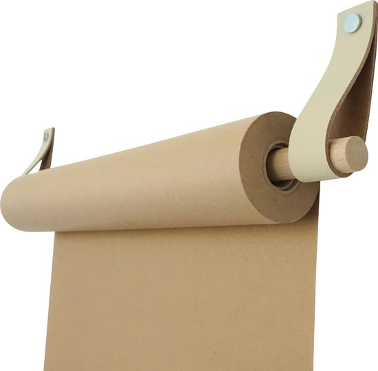 Rouleau de dessin - aux boucles d'apprentissage | CRÈME (Rouleau de papier : marron) MAINTENANT AVEC : bande détachable renforcée ! (tableaux muraux - tableaux de texte - planche à dessin)