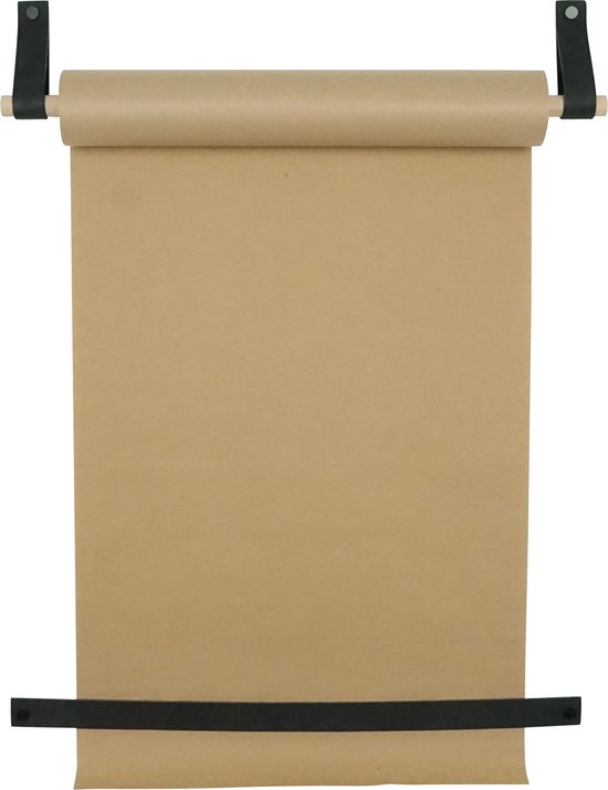 Rouleau de dessin - aux boucles d'apprentissage | NOIR (Rouleau de papier : marron) MAINTENANT AVEC : bande détachable renforcée ! (tableaux muraux - tableaux de texte - planche à dessin)