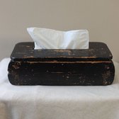 Otentic - Houten Tissue Box - Vintage - Baksteenmal - Zwart