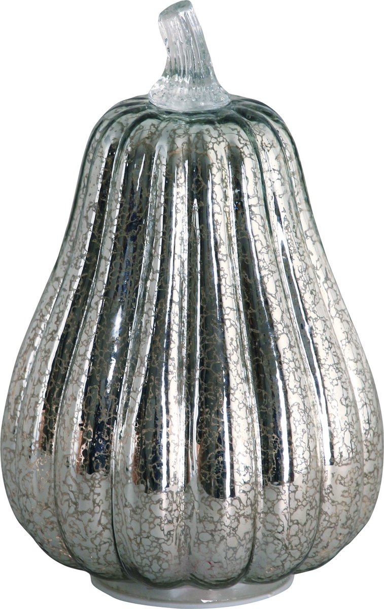 Luxform - Batterij Tafellamp - Glas - Pompoen - Zilver - Pear - geschikt voor buiten - IP44 - LED - Met 6/18 uur timer - Herfst/ Winter decoratie
