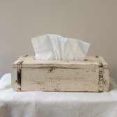 Otentic - Houten Tissue Box - Vintage - Baksteenmal - Wit